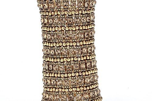 Szxc Womens Ballroom Rhinestone Stretch Cuff Bracelets Fit Wrist Circumference from 6.5" to 7.8" - Lead & Nickle Free - color: Gold