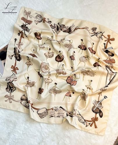 Hioyiwse Head Scarf For Women Hair Bandana 35" Large Square Satin Wrap Sleeping Neck Silk Satin Hair Scarves Lightweight - color: F12-terpsichorean(35*35inch）