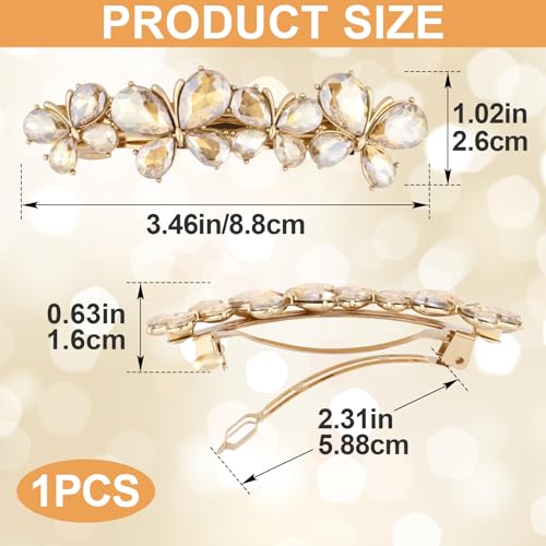 Joez Wonderful Rhinestone Hair Clips, Bridal Hair Accessories for Women, Sparkly Crystal Hair Pins, Fancy Hair Barrettes for Wedding, Bride, Long Hair (Champagne Butterfly, 1 Pcs) - color: Butterfly Champagne