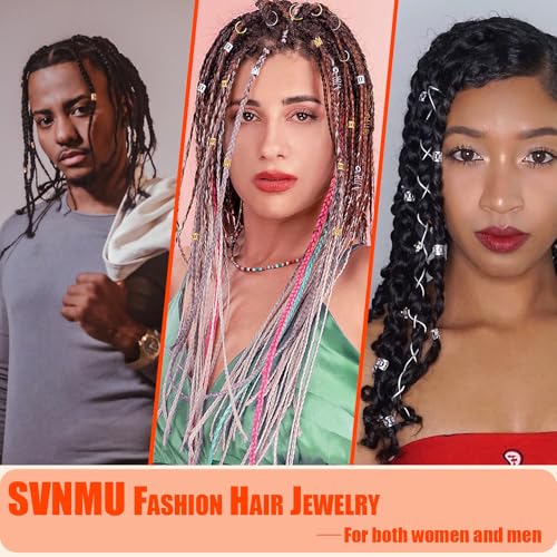 SVNMU 230 Pcs Hair Jewelry for Braids Dreadlock Locs Gold and Silver Metal Hair Clips Accessories for Women,Adjustable Hair Cuff Shells Butterfly Star Snowflake Charms Decoration - color: Gold & Sliver