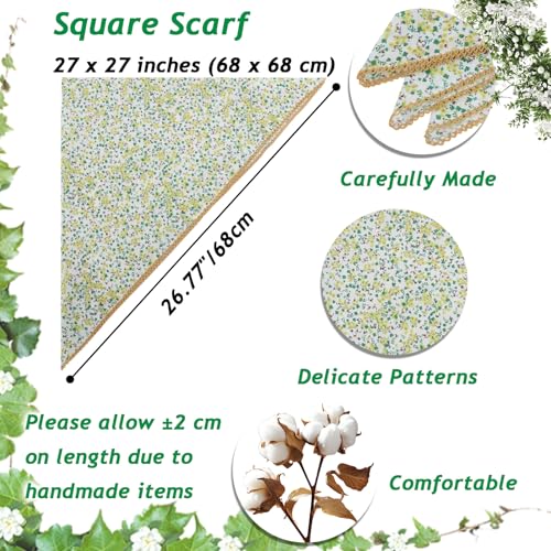 Large Cotton Bandanas for Women, 27 x 27 inch Hair Neck Scarf, Headband Square Scarf - color: Green Yellow in White