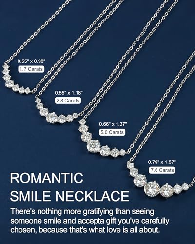 Moissanite Necklace for Women, 1.7-7.6 Carat Heart Necklace Engraved 'I LOVE YOU' Gift for Wife, Wedding Anniversary Birthday Gifts for Women, Jewelry Gifts for Her Wife Mom Girlfriend Lady - style: Round Moissanite-7.6 Carats
