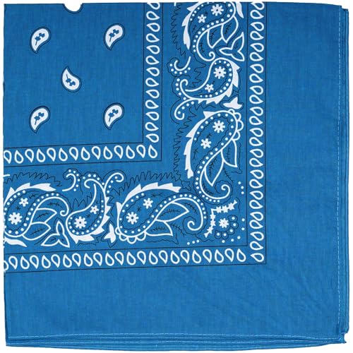 Raylarnia Bandana Multi-Purpose 100% Cotton Headbands for Women, 22 inch Paisley Cowboy Bandanas for Men - color: Turquoise
