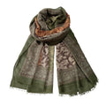 Paisley Pashmina Feel Shawls Wraps for Women Rave Scarf Soft Silky Exotic Boho All Seasons - color: Green