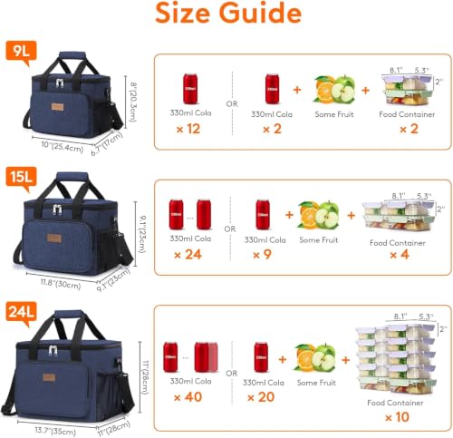 Lifewit Medium Lunch Bag, Insulated Lunch Box, Soft Cooler Cooling Tote for Adult Men Women, Dark Blue 12-Can (9L) - color: Dark Blue, size: Medium(9L)