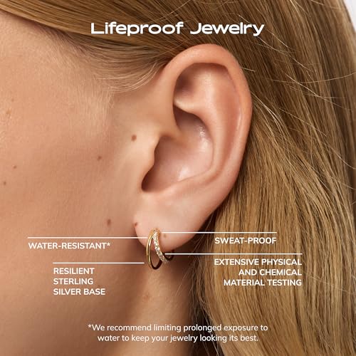Ana Luisa Double Hoop Earrings for Women - 14K Gold Plated & Silver Rhodium Huggie Hoops - Hypoallergenic, Water-Resistant, Tarnish-Free, Small, Dainty & Trendy Two Hoop Earring Styles for Daily Wear - color: Gold Cubic Zirconia, size: Small