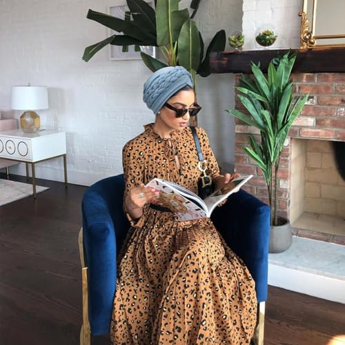 African Women Turban Caps Pre-Tied Twisted Turbans Head Scarf for Women Hair Wraps Cover Beanie Cancer Chemo Headwear - color: 1 Pack Double Twisted Braid A: Blue a