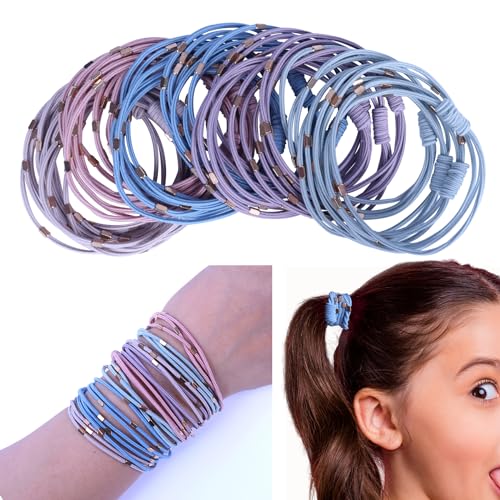 20 PCS Boho Hair Accessories, 5 Color Light Bracelets for Thick or Thin Hair - Cute Ponytail Holders, No-Damage Elastics for Ponytails and More, Pain-Free. - color: Light color