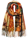 VENVSBEE Reversible Scarf Soft Large Shawl Wrap Blanket Double Sided Art Print Warm Pashmina Stoles Klimt Van Gogh Gifts - color: Art 22