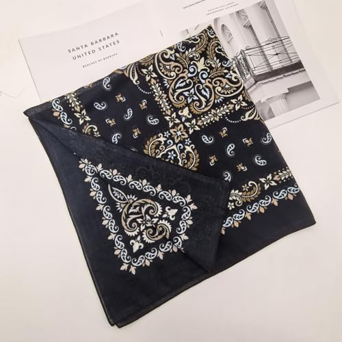Large Cotton Bandana Lightweight Head Hair Scarf Headbands Wraps Cover Handkerchiefs for Women Men 25 x 25 inch - color: Rt09
