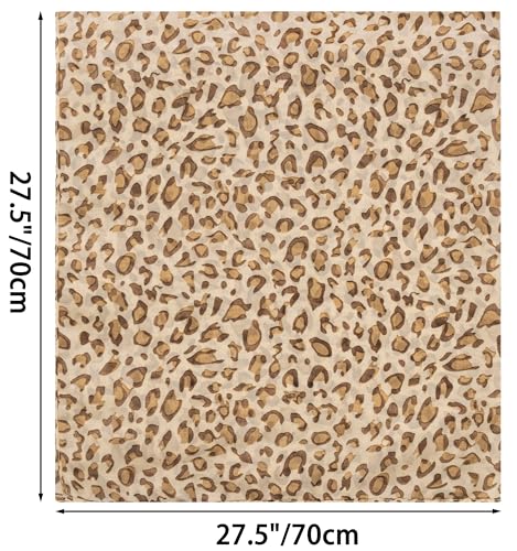 Mealah Lightweight Leopard Print Scarves for Women 27.5 × 27.5 inches Square Elegant Wrap Neck Scarf Feeling Head Scarf - color: Light Coffee
