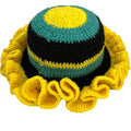 Handmade Crochet Bucket Hat for Women Boho Chic Slouchy Design Colorblock Ruffled Brim Festival&Daily Crochet Hat - color: Yellow Green Black