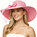 DRESHOW Beach Hats for Women Big Straw Wide Brim Summer Hat Floppy Foldable Roll up Cap Sun Hat UPF 50+ - color: 1 Pc: Pink With White Polka Dots