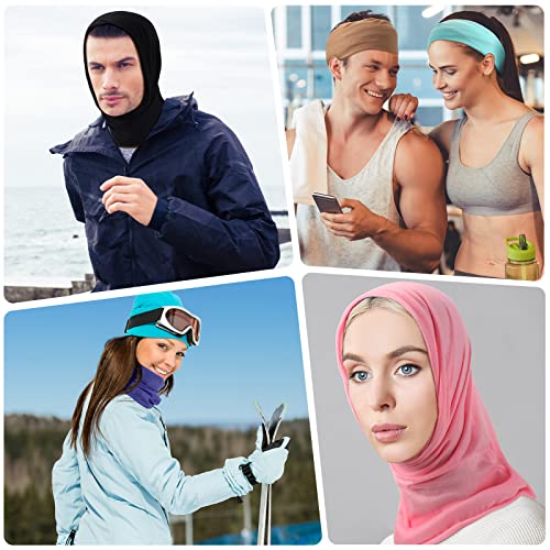 Jiuguva 26 Pcs Neck Gaiter Men Face Mask Headband Boho Head Wrap Headwear Bulk Hiking Seamless Neck Scarf Skull Bandana Women - color: Solid Color, style: Basic Style