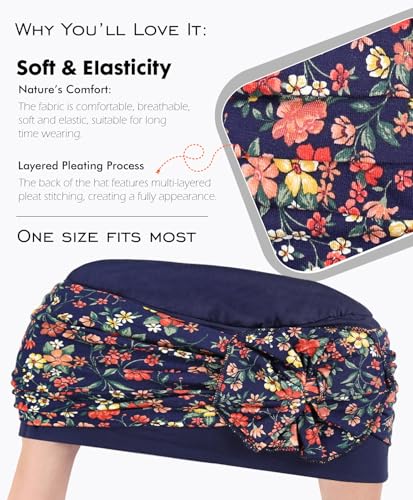 Chemo Headwear for Women Cancer Patients Lightweight Head Coverings for Hair Loss Seasonal - color: Navy Blue