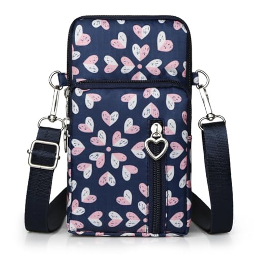JANKS Small Crossbody Bag for Women - Mini Phone Purses with Crossbody Strap and Wallet - Nylon Arm Bag - color: C-burst With Joy