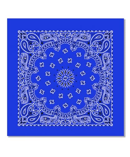 Bycc Bynn Large 27x27 Inch Bandana - 4 Pack 100% Cotton Bandanas for Men & Women - color: Royal Blue+white+red+black