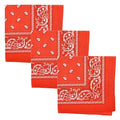 Motique Accessories Set of 3 Paisley Bandanas – 100% Cotton 22 Inch Head Scarf Neck Bandana Face Cover - color: Dark Orange