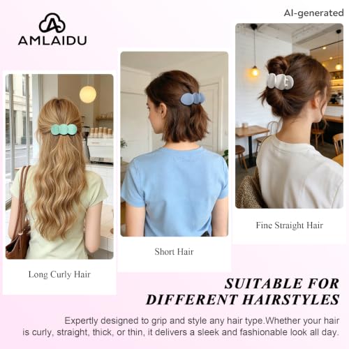 Medium Flat Hair Clips for Women, French Claw Clips Strong Hold for Thick & Thin Hair, Duckbill Hair Clips Non Slip for Driving Yoga - White, Pink, Purple, Green, 4pcs - color: White, Pink, Purple, Green
