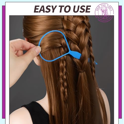 Teenitor 4pcs Pony Hair Tail Accessories, 2 Pairs French Braiding Tool, Turvy Styling Tool for Women Girls, Ponytail Pull Through Tool Purple/Blue - color: Purple/Blue