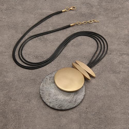 Boho Necklaces for Women Chunky Circle Necklace Layered Boho Circle Leather Choker Necklace Long Vintage Necklaces Bohemian Jewlery Gifts - style: Chunky Boho Necklace