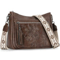 Crossbody Bags for Women, Vegan Leather Medium Crossbody Purse, Spacious Daily Travel Shoulder Bag with Boho Strap - color: Coffee Brown