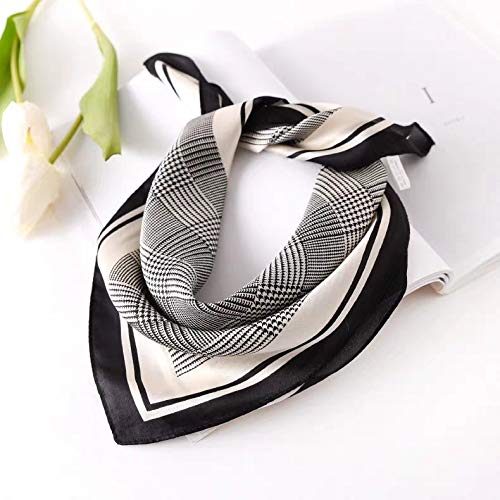 ANDANTINO 100% Mulberry Silk Scarf -21” Square Neckerchief with Gift Packed - color: Earth Tone-check