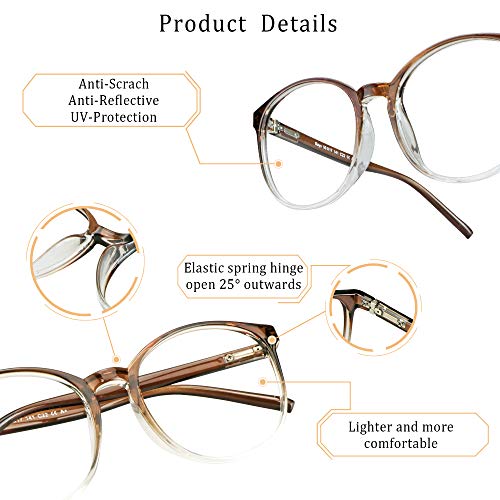 LifeArt Round Blue Light Blocking Glasses, Computer Glasses, Gaming Glasses, TV Glasses for Women Men (Clear Brown, No Magnification) - color: 13_days_clear Brown, size: +0.00(No Magnification)