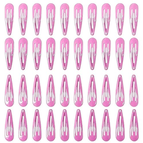 40pcs 2 inch colorful Hair Clips Hair Barrettes Metal Snap Hair Clips Accessories For Women(hotpink) - color: hotpink