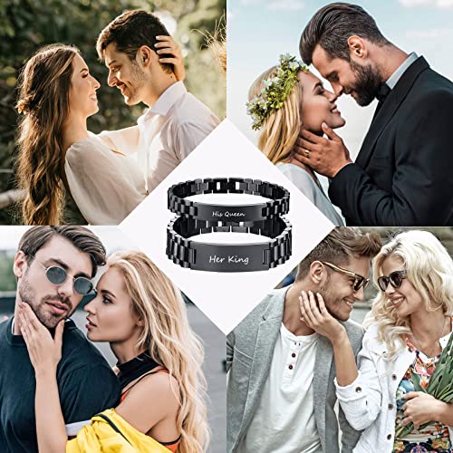 Custom Mens Bracelet Personalized Watch Band Engraved Name Bracelets for Men Customized ID Cuff Wristband Gift for Dad Husband - style: Black0 - 1.0cm
