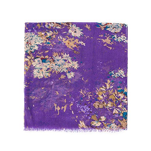 MELIFLUOS DESIGNED IN SPAIN Scarf for Women Lightweight Floral Flower Scarves for Summer Fall Shawl Wrap - color: Barcelona Collection 1 - Purple Floral