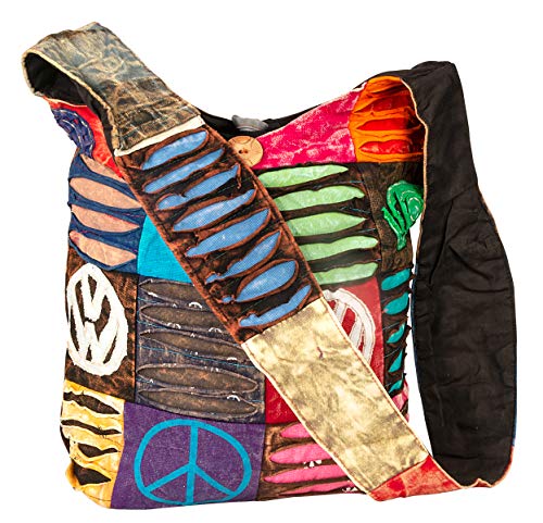 Hobo Colorful Shoulder Bag Women Sling Slouch Hippie Boho (Peace)