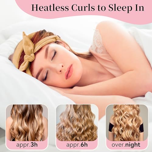 Heatless 60" Extra Long Soft Hair Curlers to Sleep In, No Heat Curling Headband Hair Rollers (Khaki) - color: Khaki