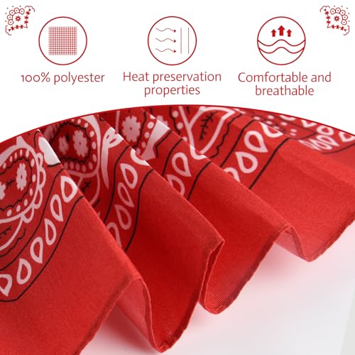 PLULON Bandanas for Men Women 4/12/24/30 Pack, Paisley Pattern Bandana Bulk Headbands Handkerchief Face Mask 100% Polyester - color: 4 Colors