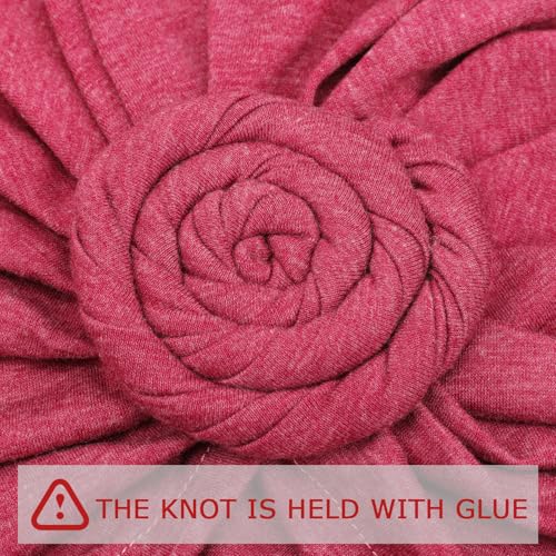 DRESHOW 5 Pack Knotted Headwraps for Women African Turban Pre-Knotted Beanie Headwraps Hair Covers - color: 5 Pack Donuts: Ivory, Taupe, Black, Gray, Fuchsia