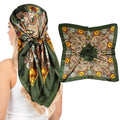 Pistha Head Scarf Bandana for Women, Satin Scarf for Hair, Large Square Silk Bandana Headscarf for Women and Men 35 Inch - style: Classic-green
