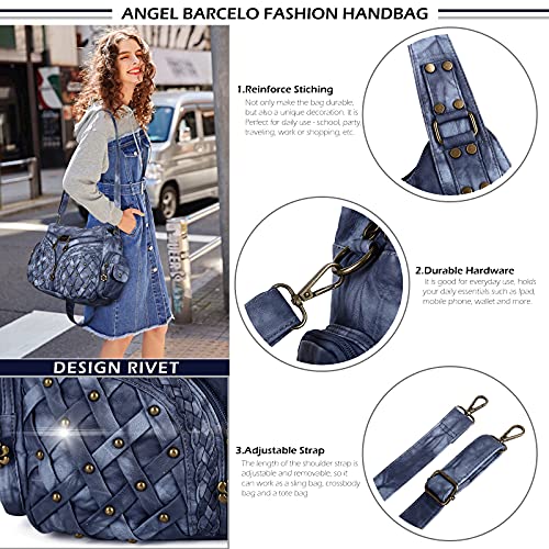 Angel Barcelo Purses for Women Large Shoulder Bag Soft Hobo Bags for Women - color: J.blue
