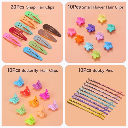 TsMADDTs Hair Accessories, Elastic Hair Ties for Baby Toddlers Kids Girls, 6 Colors Small Rubber Bands Set with Ties and Clips, Styling Tools - color: 6 Natural Colors