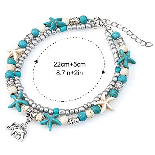 Suyi 5pcs Ankle Bracelets for Women Layered Beach Adjustable Anklets Boho Chain Anklet Foot Jewelry - color: 5pcs Set 4