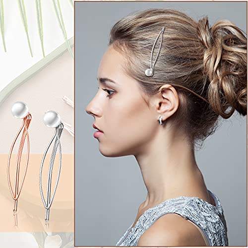10 Pieces Geometric Metal Hair Clips and Barrettes for Women - Minimalist Hair Styling Accessories, Dainty Wedding Headwear (Silver, Rose Gold) - color: Silver, Rose Gold