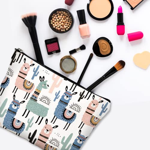 Cute Makeup Bag for Purse Canvas Waterproof Funny Cosmetic Bags for Women Zipper Travel Toiletry Pouch-Alpaca Makeup Bags - color: Alpaca Makeup Bags