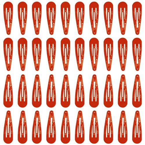 40pcs 2 inch colorful Hair Clips Hair Barrettes Metal Snap Hair Clips Accessories For Women(red) - color: Red