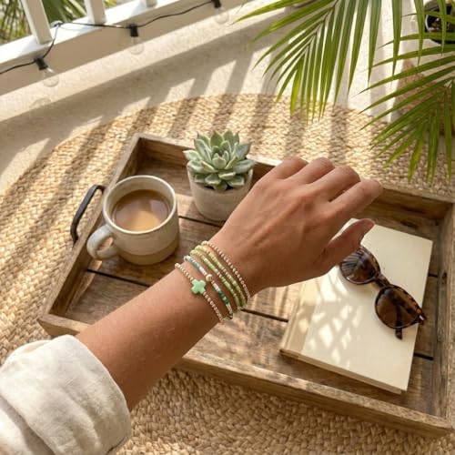 Gold Beaded Cross Bracelet for Women, 14K Plated Adjustable Stackable Dainty Bracelets, Non Tarnish Fashion Jewelry Set Gifts for Women Birthday Friendship - color: Colors-1