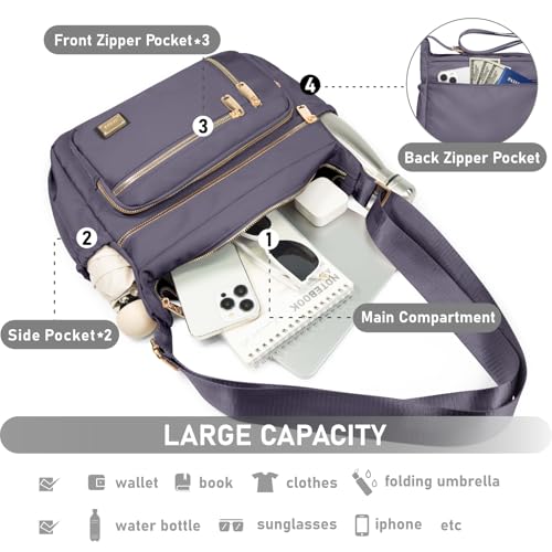 NPBAG Crossbody Bag for Women, Shoulder Purse Handbag Messenger Bag, Trendy Pocketbooks, Waterproof and Multi-Pockets - color: Grey