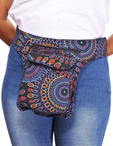 The Collection Royal Handmade Festival Waistpack Boho Hippie Waist Bag Hip Bum Running Belt Fanny Pack Travel Utility Belt (Blk+Prpl) - color: Blk+Prpl