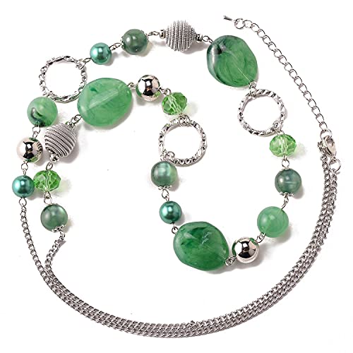 PEARL&CLUB Long Beaded Necklaces For Women - Sweater Chain Fashion Jewelry Necklace Gifts For Women - color: 23-Jade Green