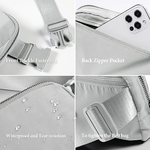 ODODOS Unisex Mini Belt Bag with Adjustable Strap Small Fanny Pack for Workout Running Traveling Hiking, Light Grey - color: Light Grey