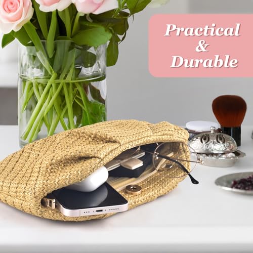 ERKOON Clutch Purse for Women Elegant Pleated Evening Bag Crossbody Shoulder Handbag Envelope Bag with 2 Detachable Chain - color: Khaki