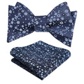 Alizeal Mens 2pcs Classic Floral Pattern Self-tied Bow Tie and Handkerchief Set - color: 045-navy+light Blue