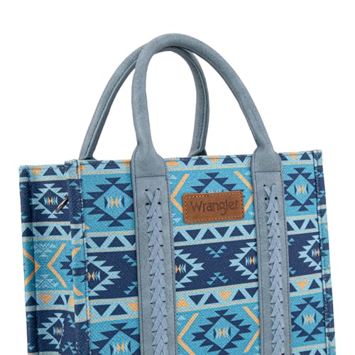 Wrangler Aztec Tote Bag for Women Boho Shoulder Purses and Handbags - color: Aztec Blue (Guitar Strap)